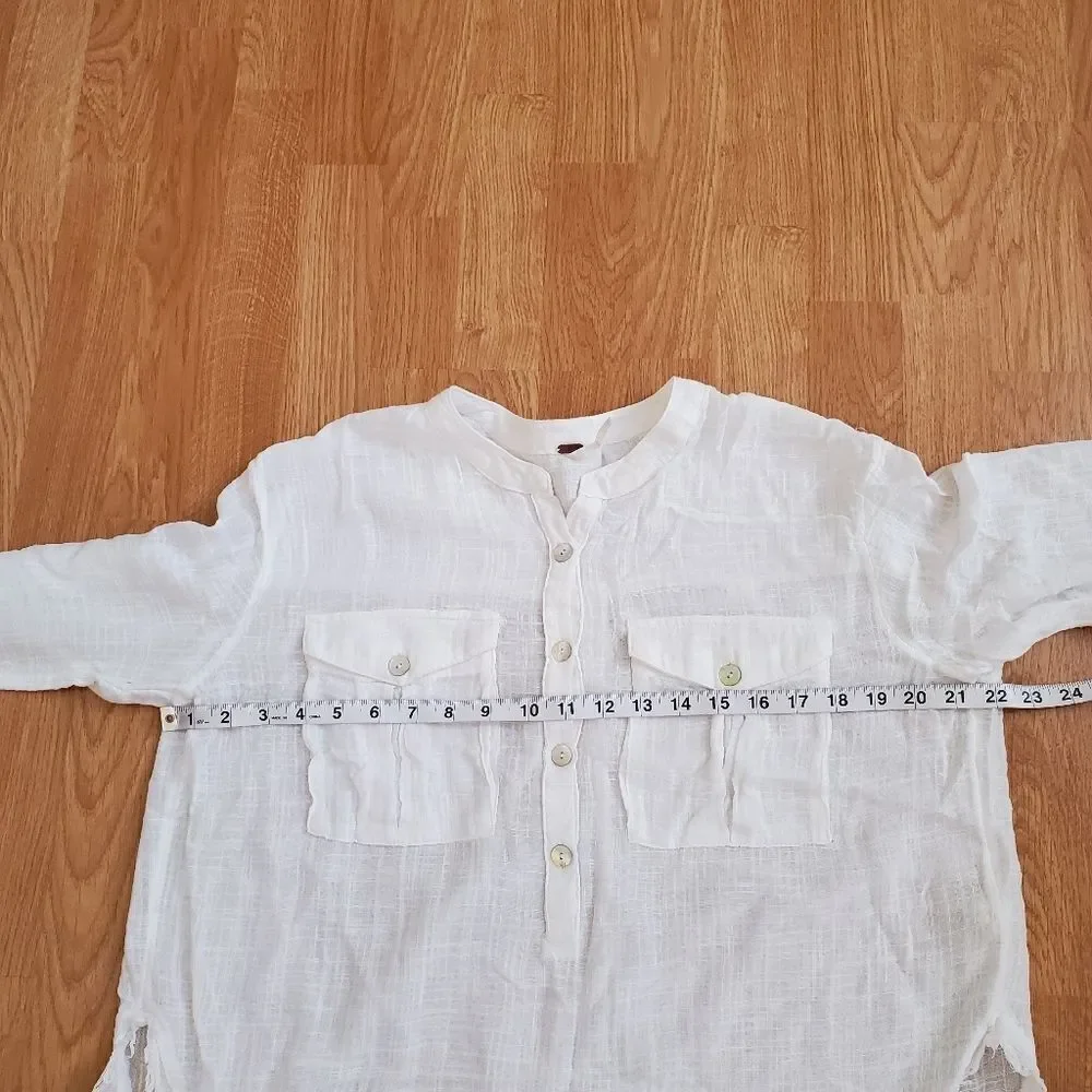 Free People White “Talk to Me” Blouse Sz Sm/P